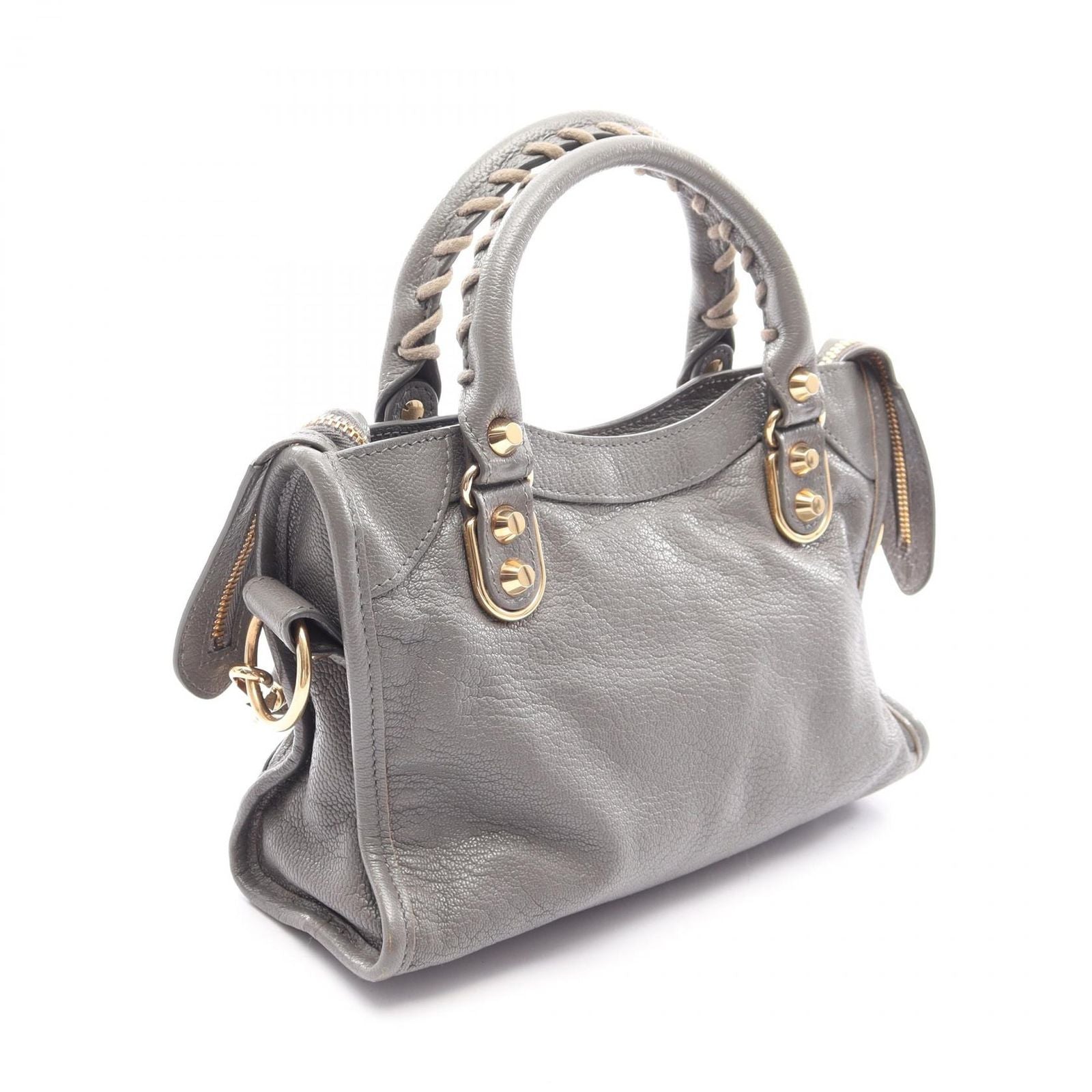 Balenciaga Handbag Classic Metallic Edge Mini City 2-Way Gray Leather — view 2