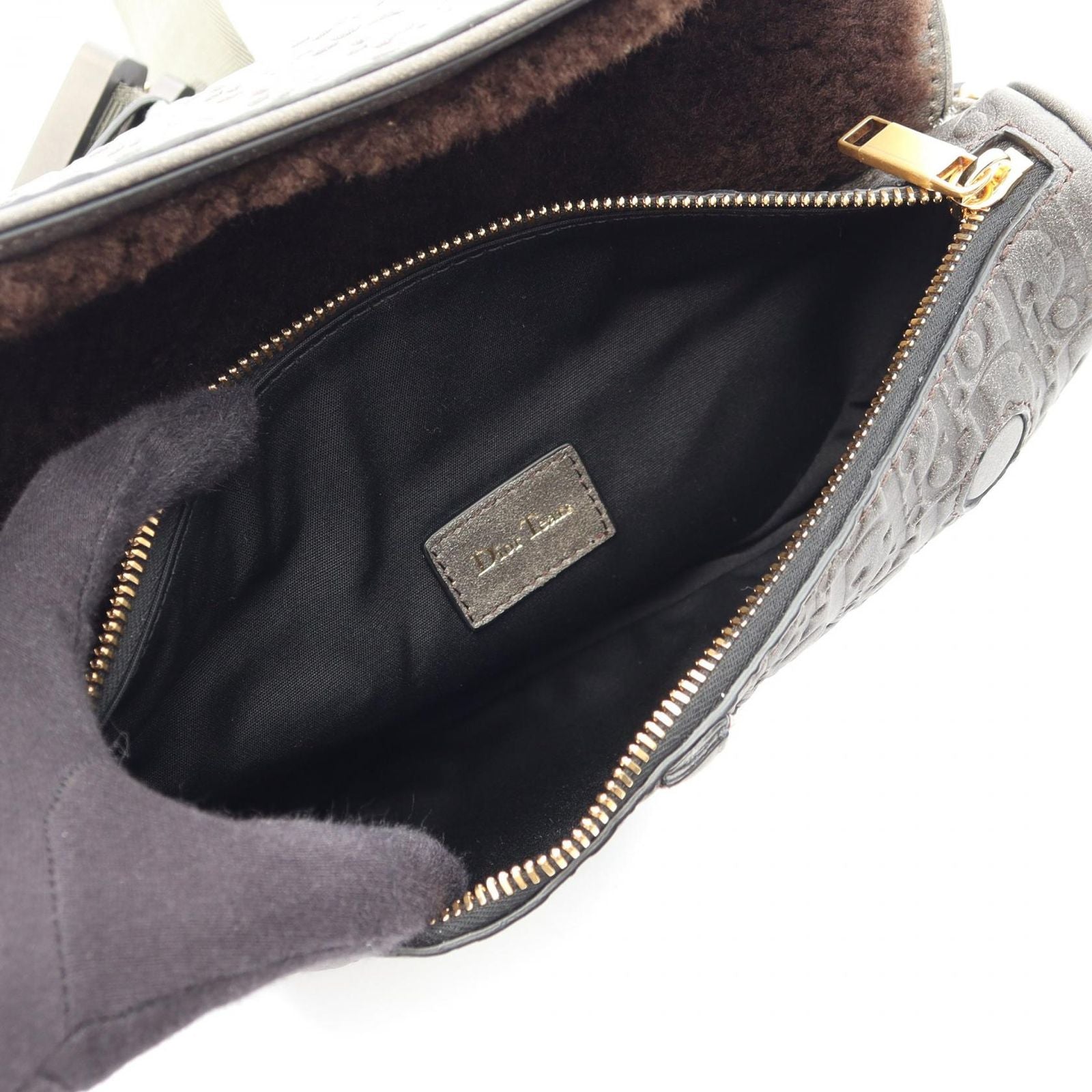 Dior Waist Bag Tears Charcoal Gray Leather Oblique Saddle — view 3