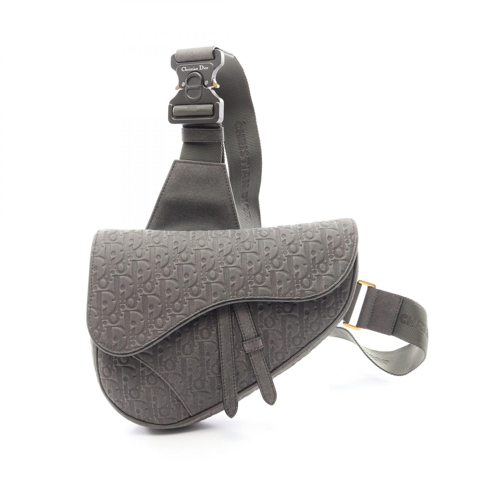Dior Waist Bag Tears Charcoal Gray Leather Oblique Saddle