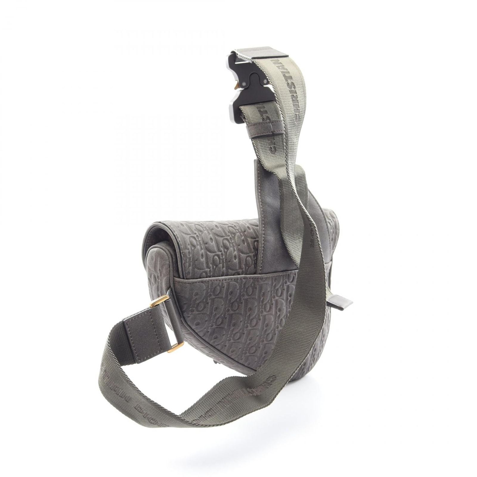 Dior Waist Bag Tears Charcoal Gray Leather Oblique Saddle — view 2