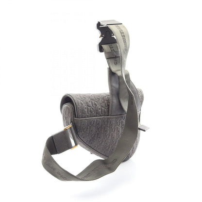 Dior Waist Bag Tears Charcoal Gray Leather Oblique Saddle — view 2
