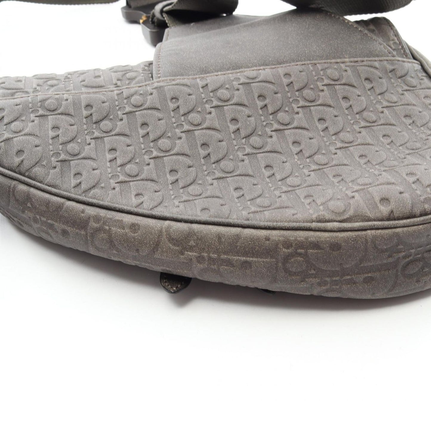 Dior Waist Bag Tears Charcoal Gray Leather Oblique Saddle — view 6