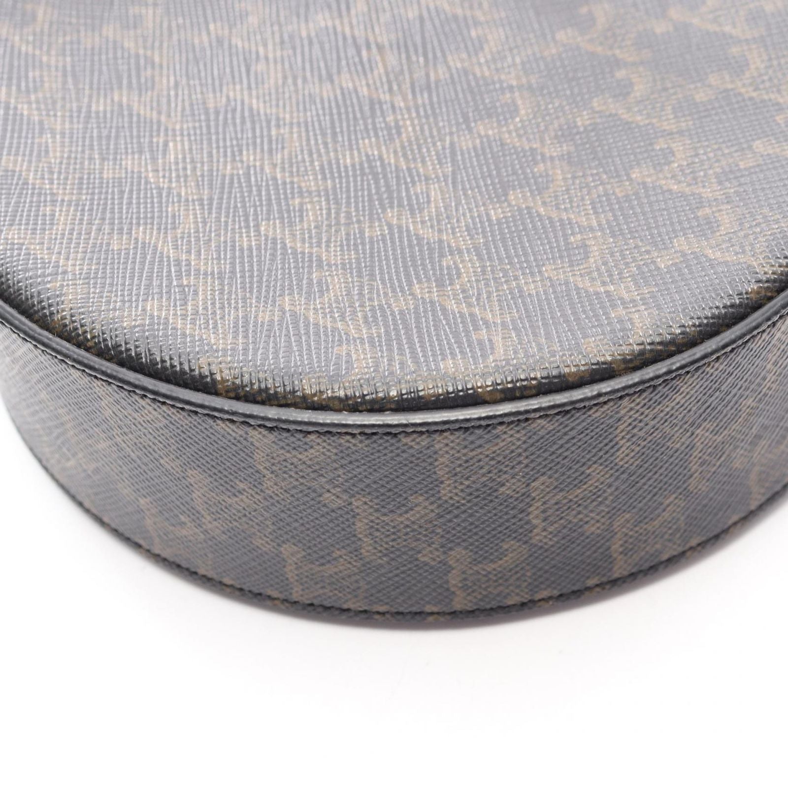 Celine Shoulder Bag Round Purse Triomphe Black Brown Canvas Leather — view 8
