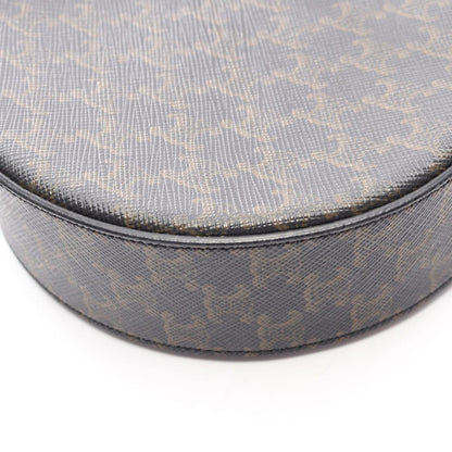 Celine Shoulder Bag Round Purse Triomphe Black Brown Canvas Leather — view 8