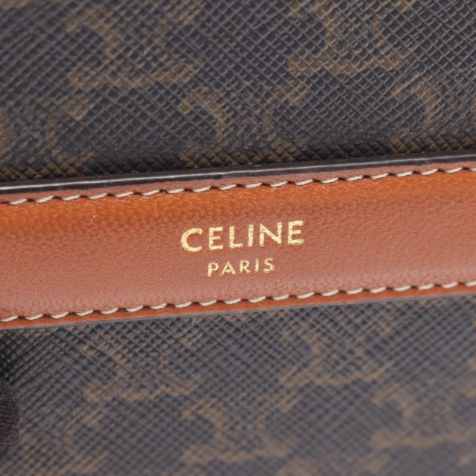 Celine Shoulder Bag Round Purse Triomphe Black Brown Canvas Leather — view 4