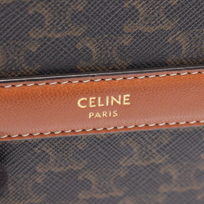 Celine Shoulder Bag Round Purse Triomphe Black Brown Canvas Leather — view 4