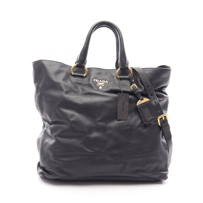 Prada Tote Soft Calf 2-Way Black Leather