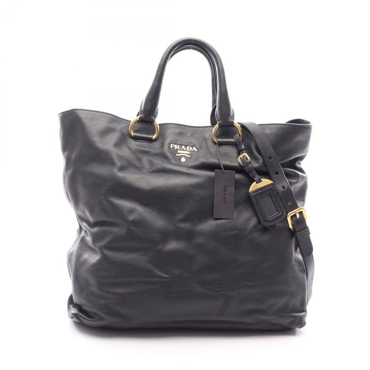 Prada Tote Soft Calf 2-Way Black Leather