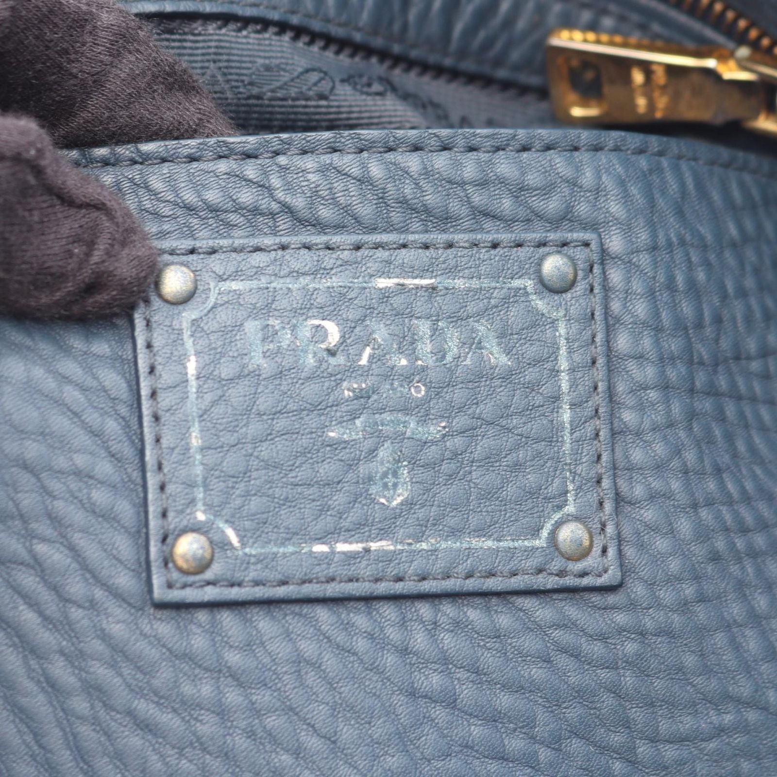 Prada Tote Vitello Daino Dark Blue Leather — view 4