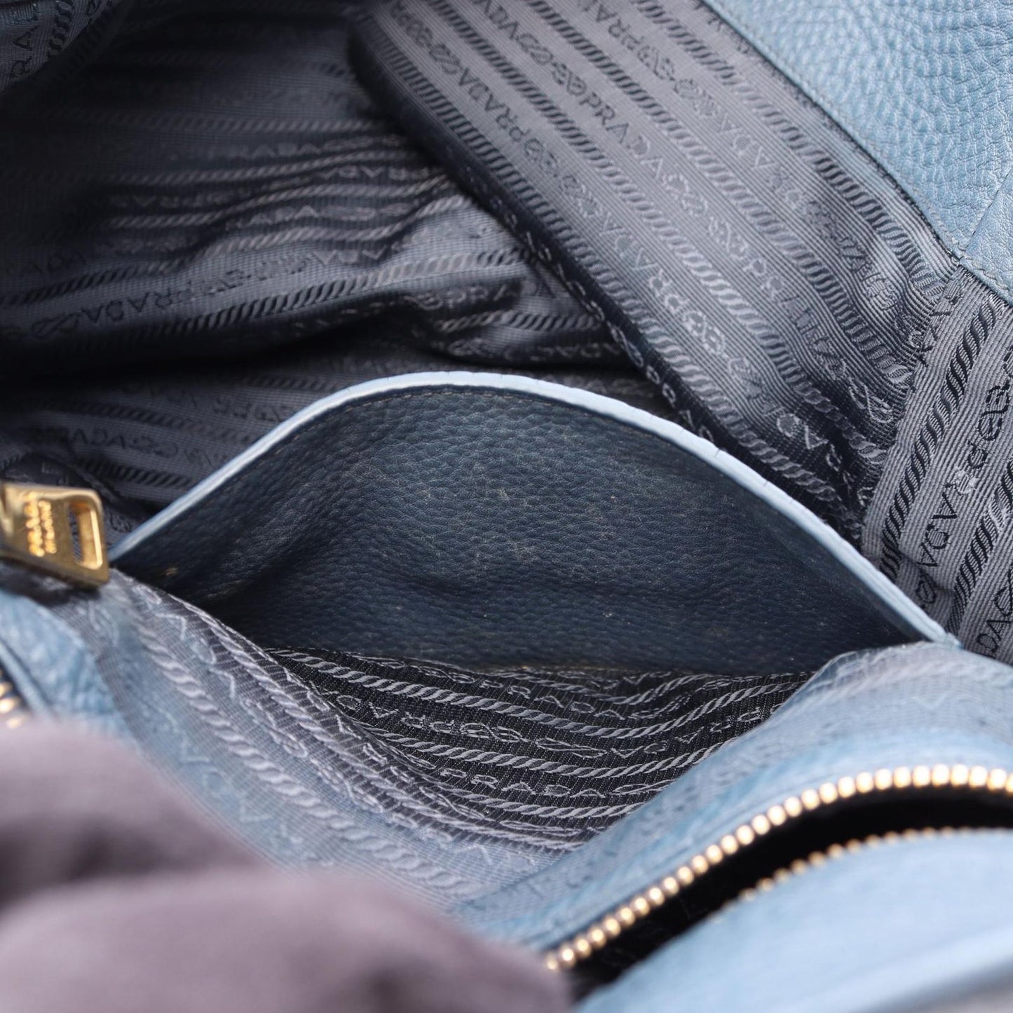 Prada Tote Vitello Daino Dark Blue Leather — view 5