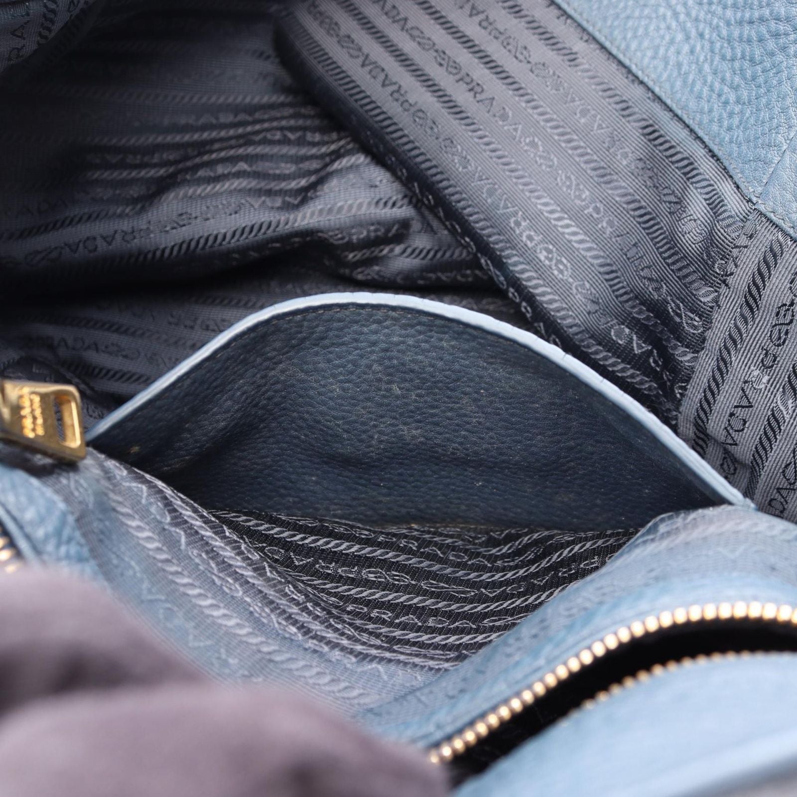 Prada Tote Vitello Daino Dark Blue Leather — view 5