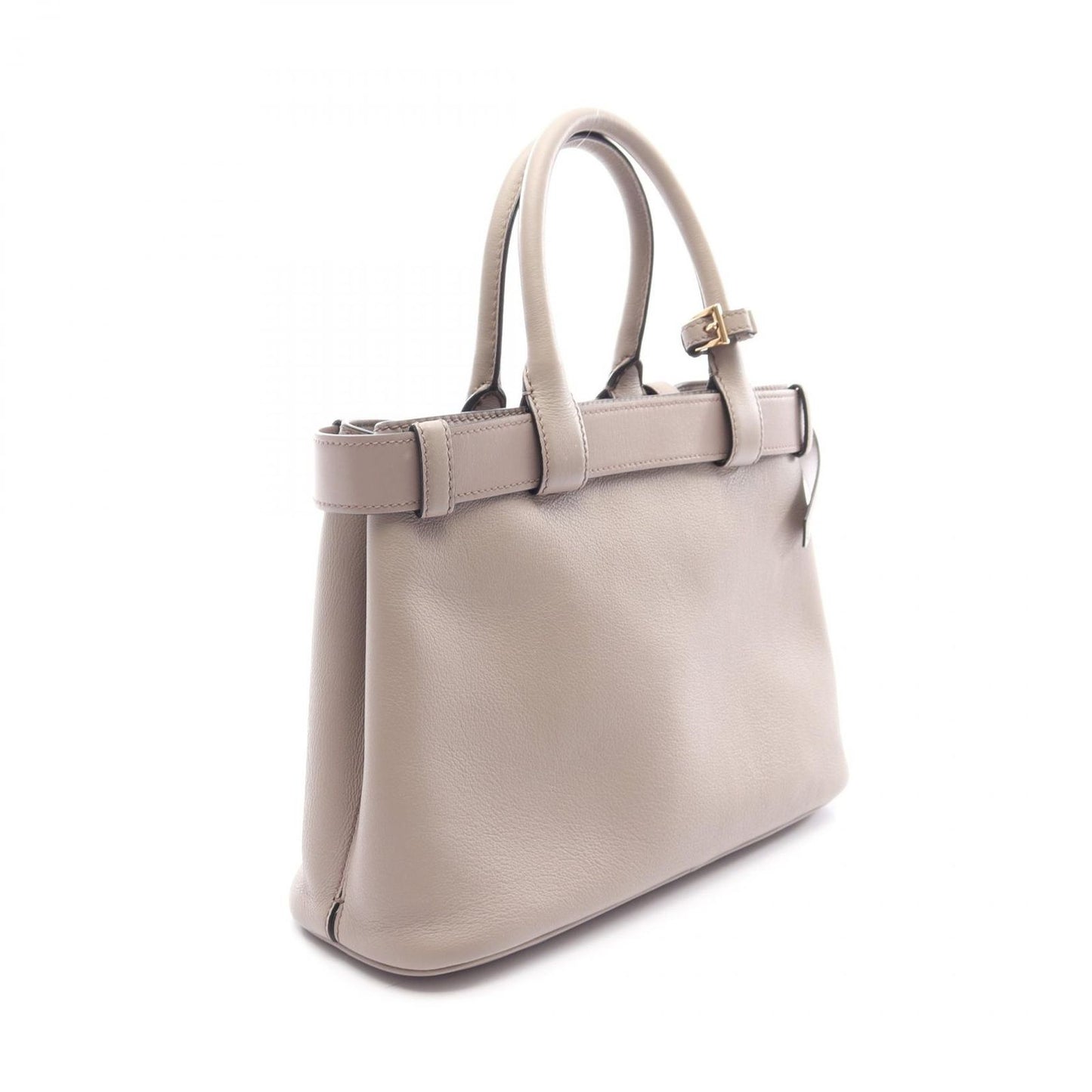 Prada Tote Buckle 2-Way Gray Leather Handbag — view 2