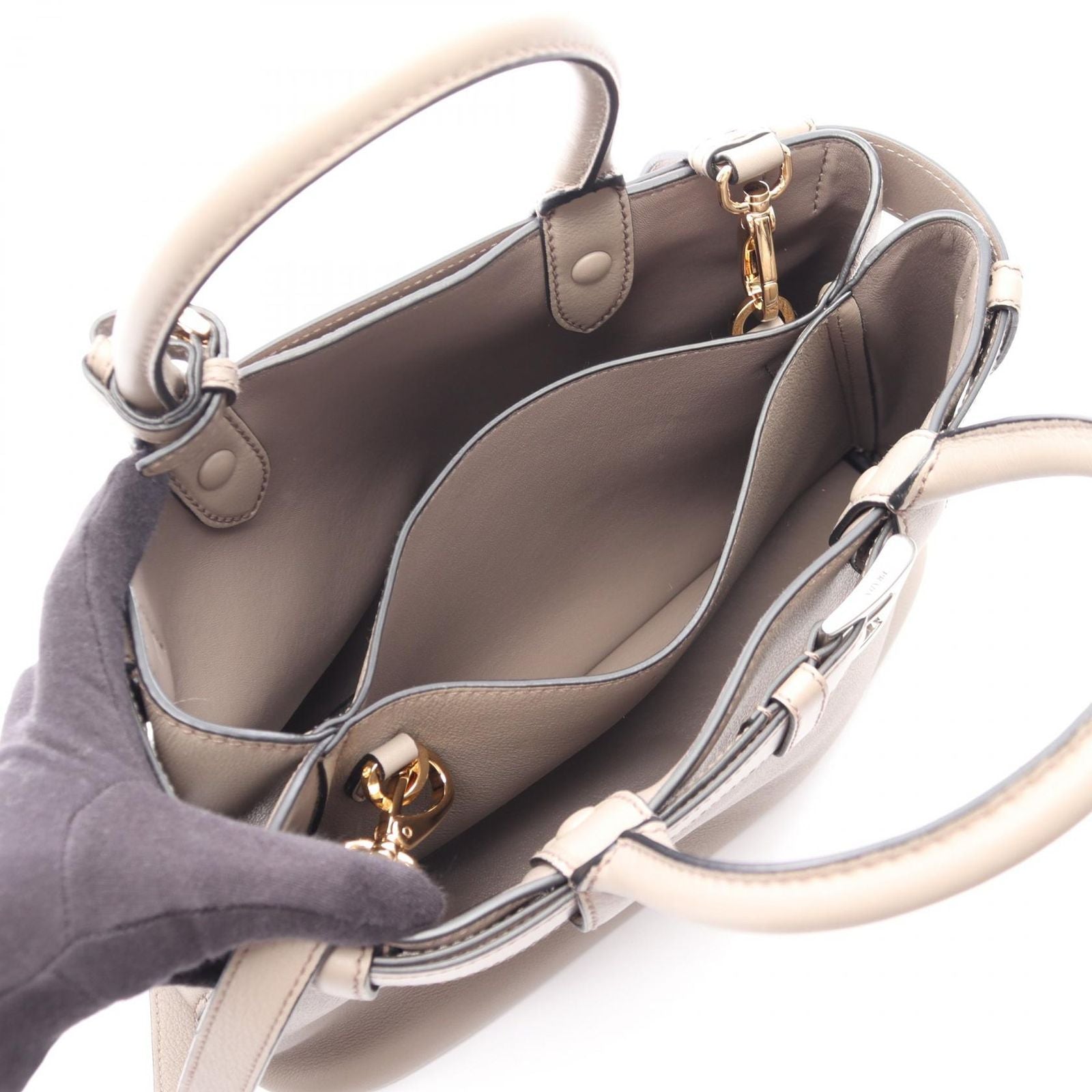 Prada Tote Buckle 2-Way Gray Leather Handbag — view 3