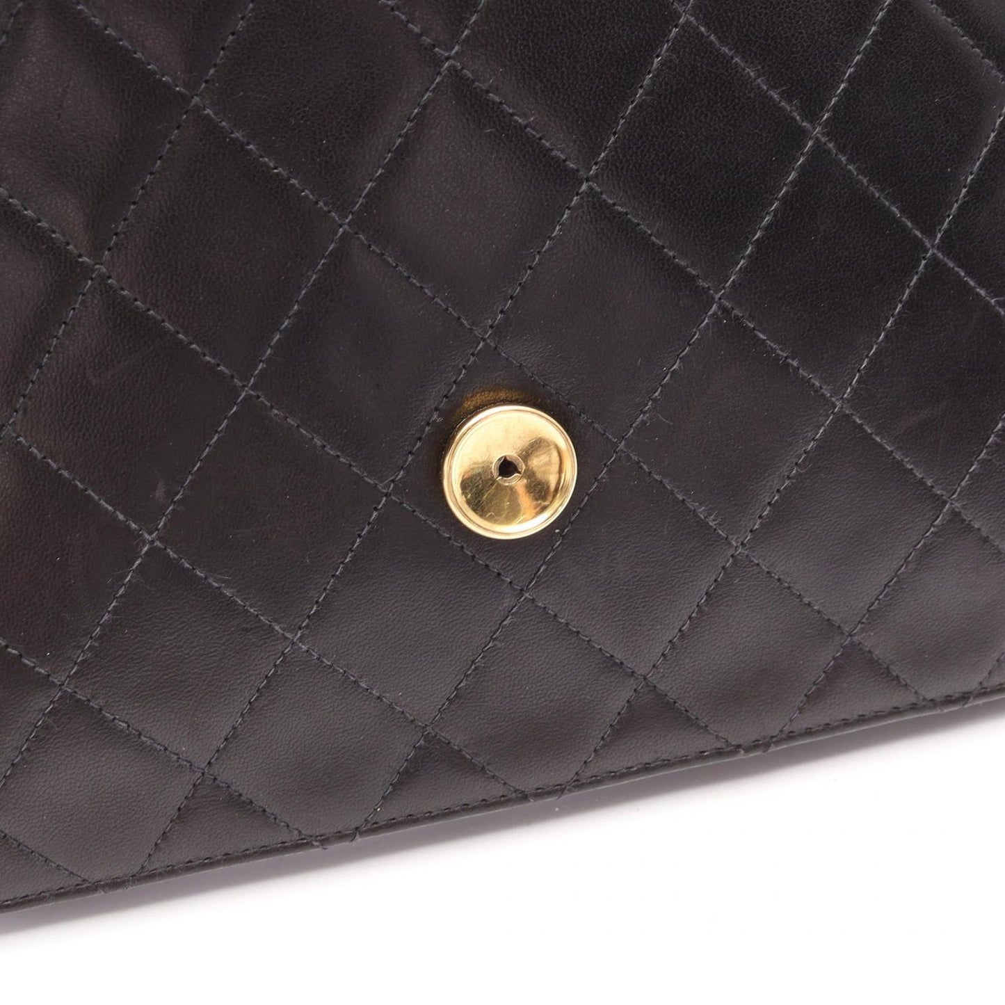 Chanel Shoulder Bag Quilted Single Flap Push Lock Black Lambskin Chain — view 8