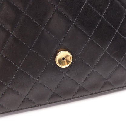 Chanel Shoulder Bag Quilted Single Flap Push Lock Black Lambskin Chain — view 8