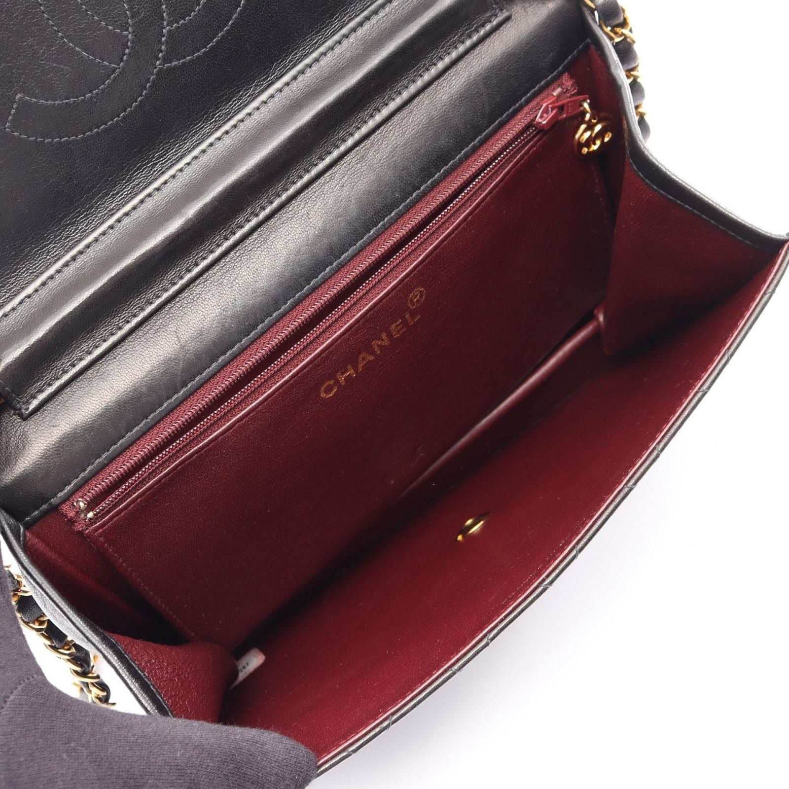 Chanel Shoulder Bag Quilted Single Flap Push Lock Black Lambskin Chain — view 3