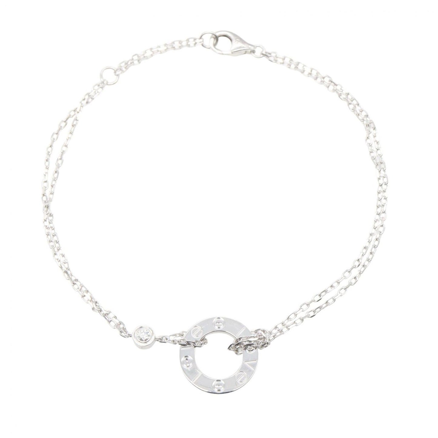 Cartier Bracelet Love Circle Diamond 16 18 cm 18k White Gold