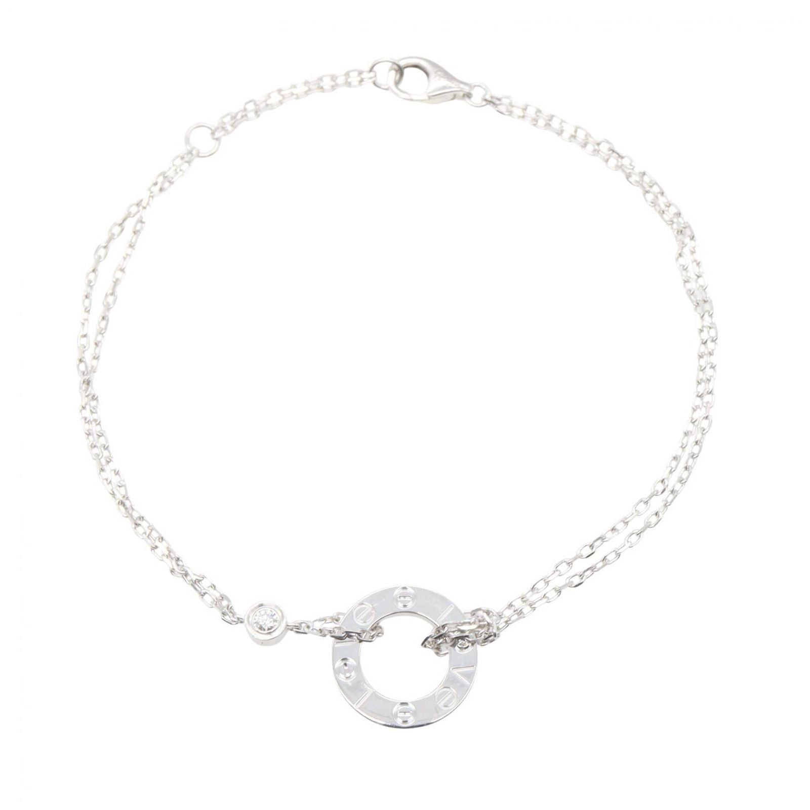 Cartier Bracelet Love Circle Diamond 16 18 cm 18k White Gold