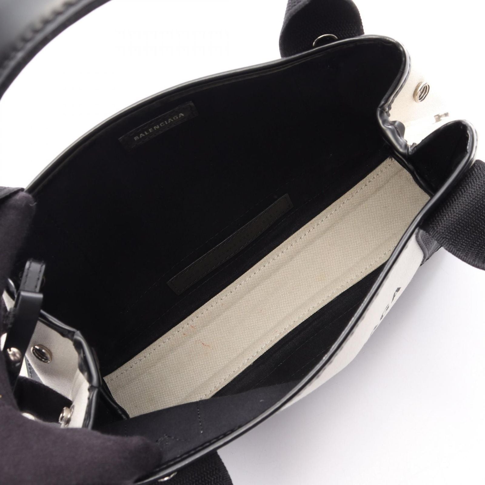 Balenciaga Handbag Navy Cabas XS Natural Black Canvas Leather — view 3