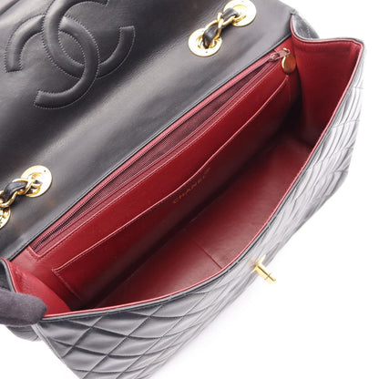 Chanel Shoulder Bag Big Quilted 34 Single Flap Black Lambskin Chain — view 3