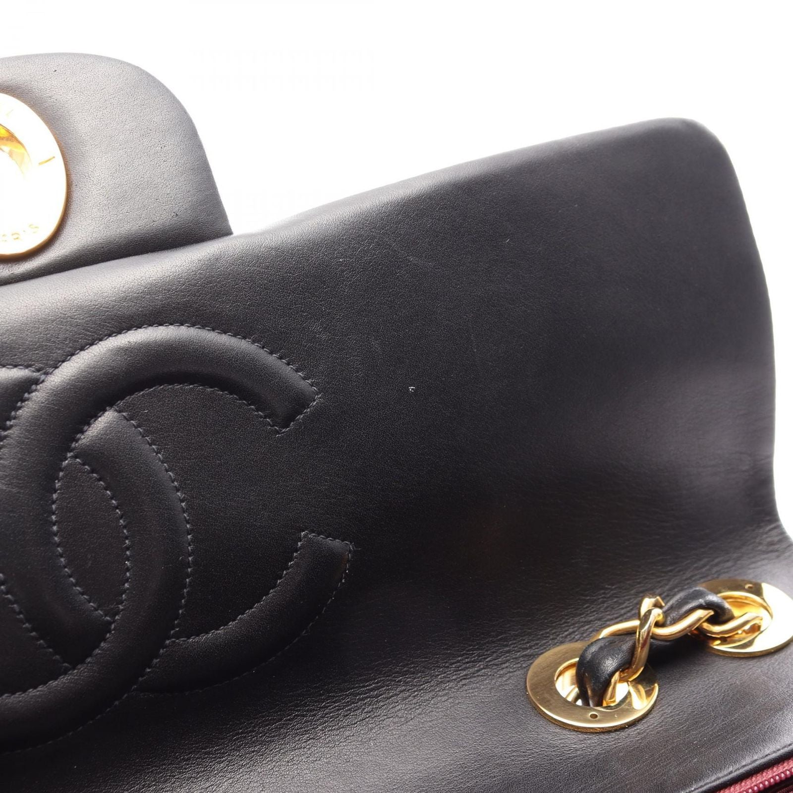 Chanel Shoulder Bag Big Quilted 34 Single Flap Black Lambskin Chain — view 8