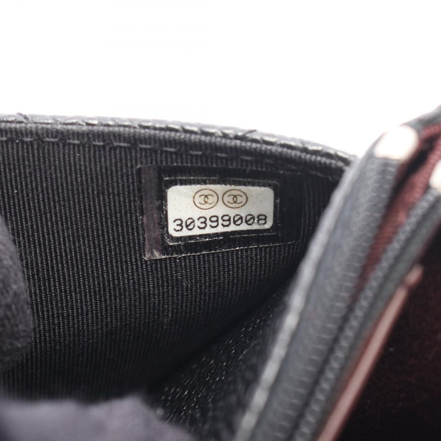 Chanel Shoulder Bag Quilted Black Caviar Leather Chain Wallet — view 5