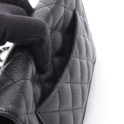 Chanel Shoulder Bag Quilted Black Caviar Leather Chain Wallet — view 6