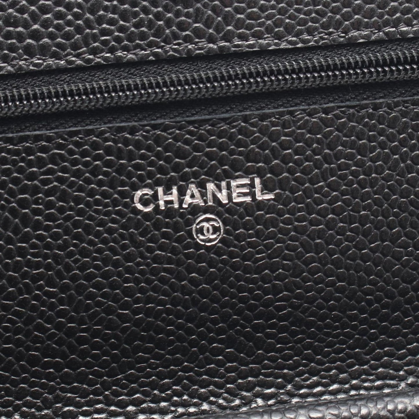 Chanel Shoulder Bag Quilted Black Caviar Leather Chain Wallet — view 4