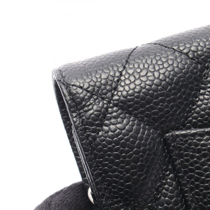 Chanel Shoulder Bag Quilted Black Caviar Leather Chain Wallet — view 8