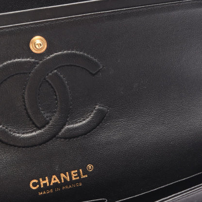 Chanel Shoulder Bag Blanc Stitch Double Flap Black Lambskin Chain — view 6