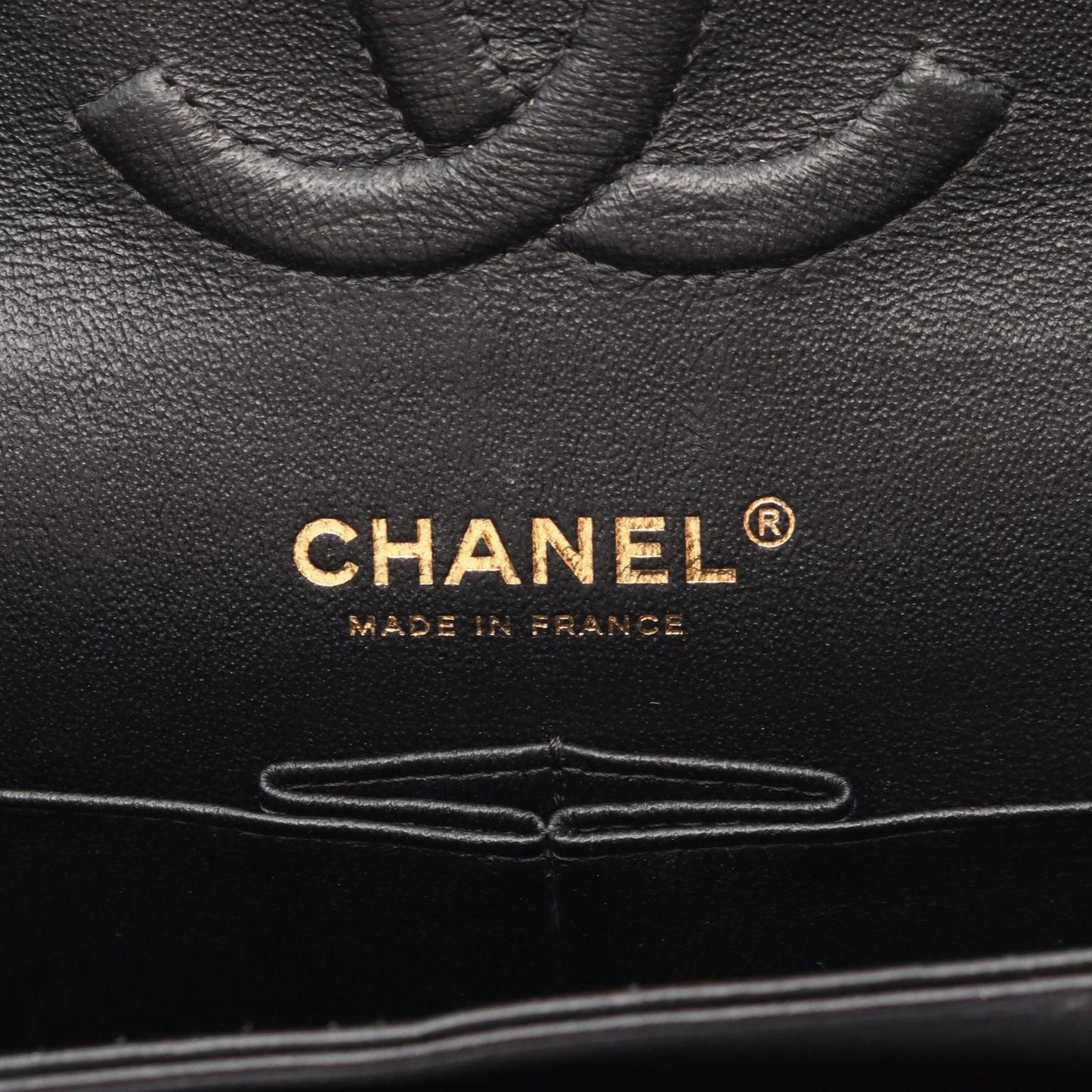 Chanel Shoulder Bag Blanc Stitch Double Flap Black Lambskin Chain — view 4