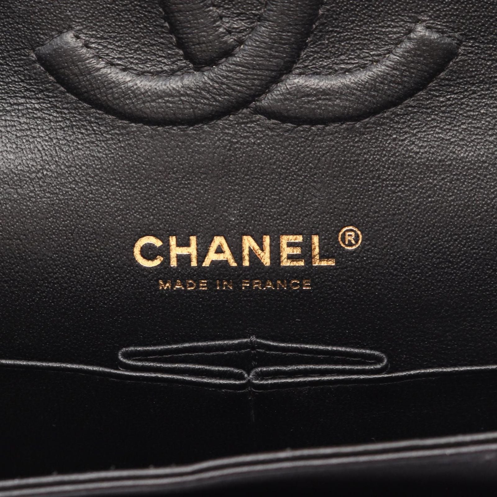Chanel Shoulder Bag Blanc Stitch Double Flap Black Lambskin Chain — view 4