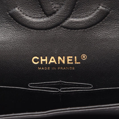 Chanel Shoulder Bag Blanc Stitch Double Flap Black Lambskin Chain — view 4