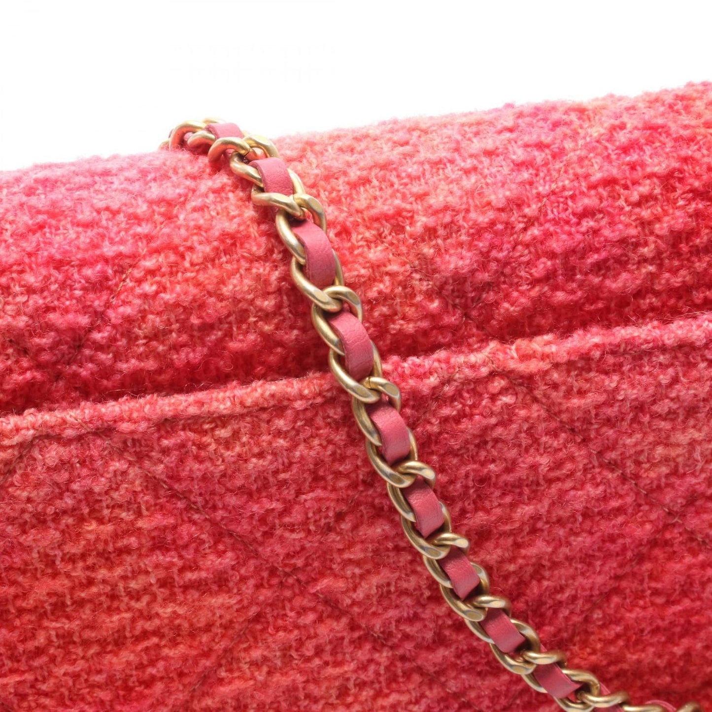 Chanel Shoulder Bag Quilted CC Logo Pink Fabric Chain Wallet — view 8