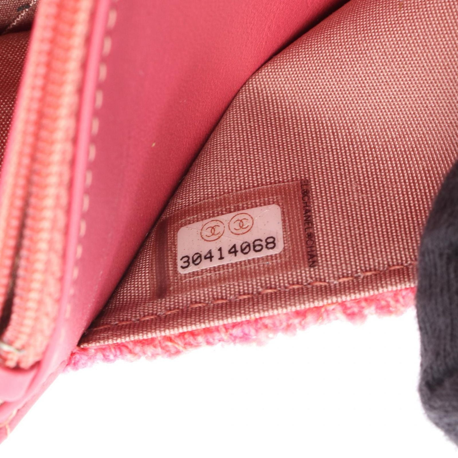 Chanel Shoulder Bag Quilted CC Logo Pink Fabric Chain Wallet — view 5