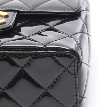 Chanel Shoulder Bag Mini Quilted Chain Black Patent Leather — view 6