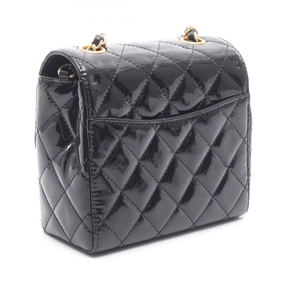 Chanel Shoulder Bag Mini Quilted Chain Black Patent Leather — view 2