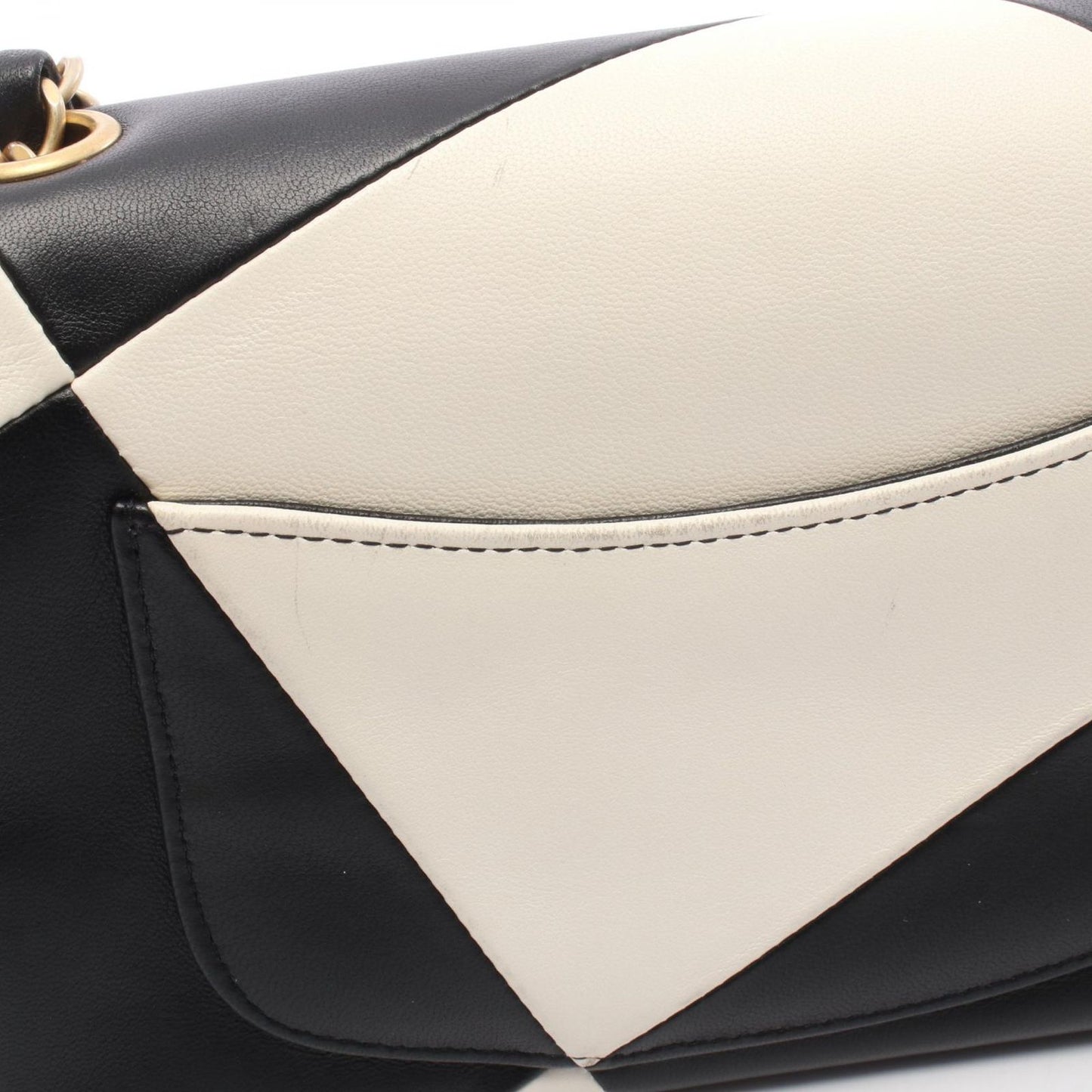 Chanel Shoulder Bag Black White Lambskin Chain — view 8