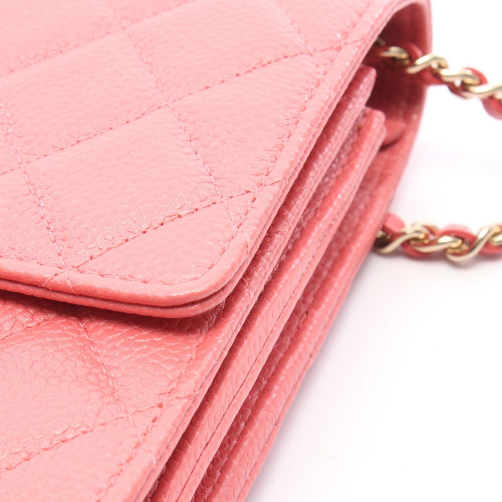 Chanel Shoulder Bag Quilted Pink Caviar Leather Chain Wallet — view 6