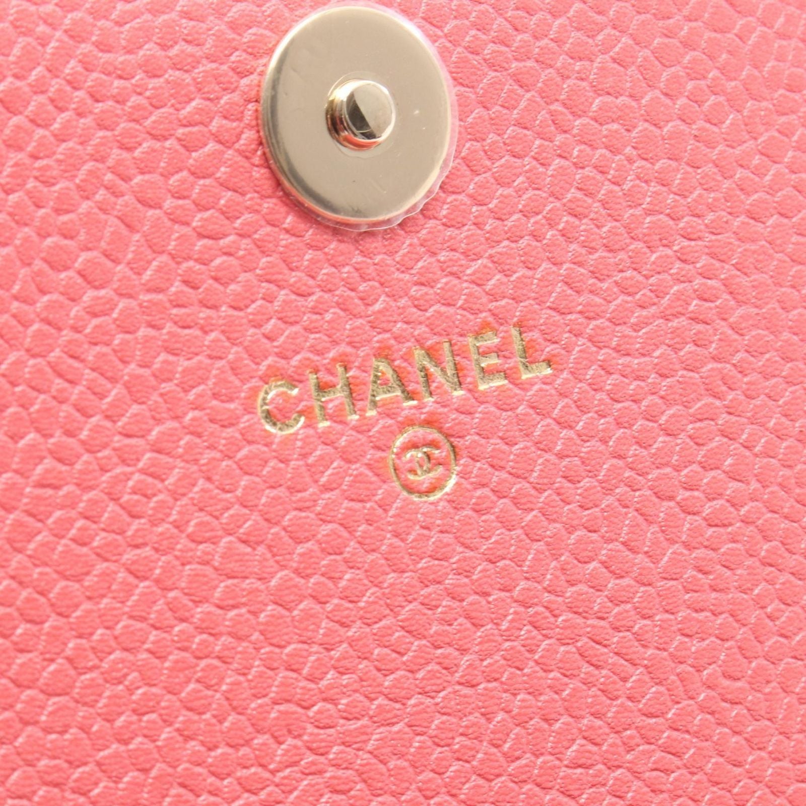 Chanel Shoulder Bag Quilted Pink Caviar Leather Chain Wallet — view 4