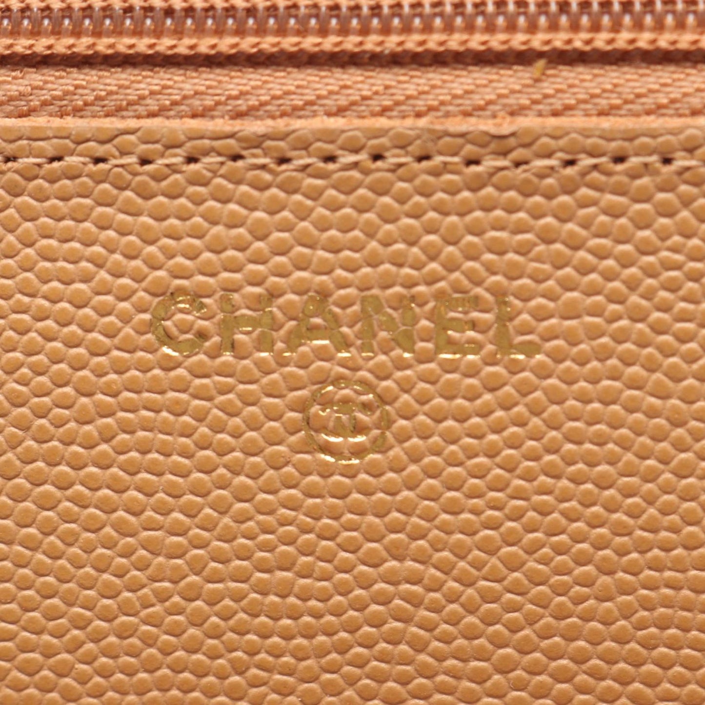 Chanel Shoulder Bag Quilted Camel Caviar Leather Chain Wallet — view 5