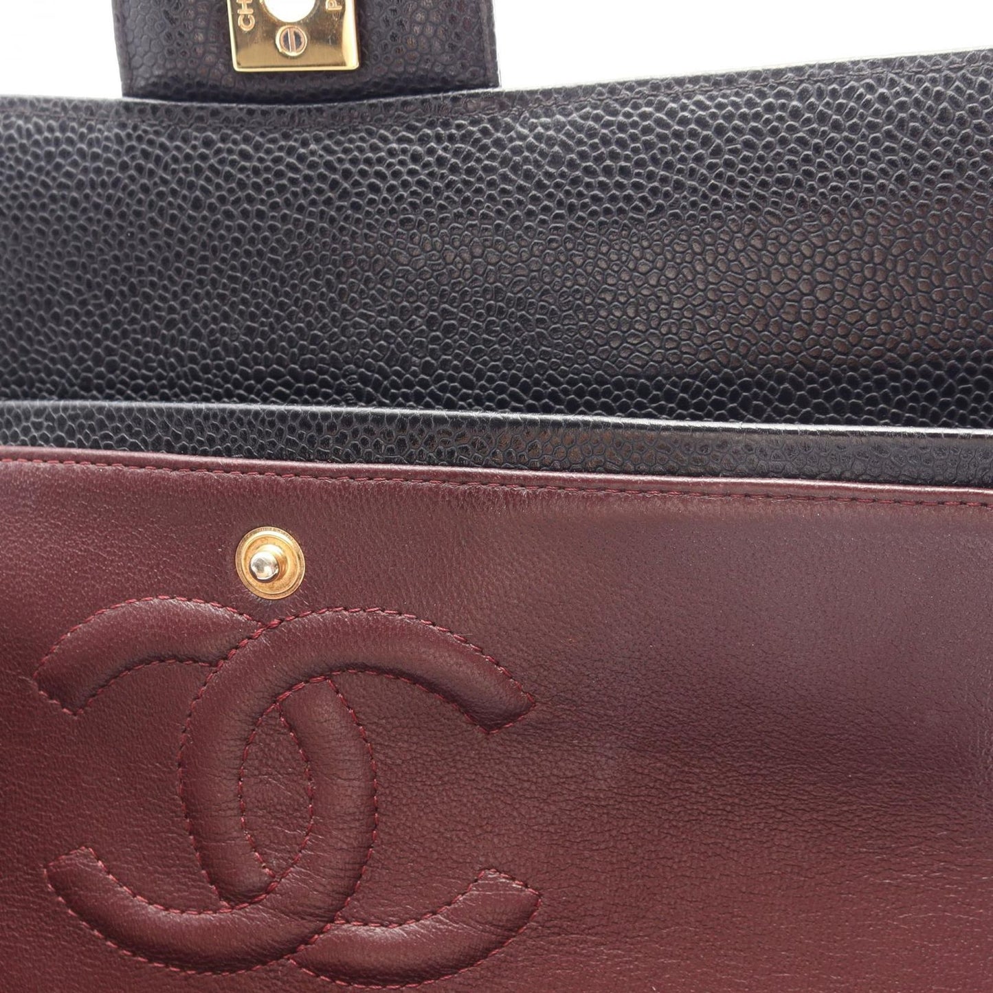 Chanel Shoulder Bag Quilted Double Flap Black Caviar Leather Chain — view 7