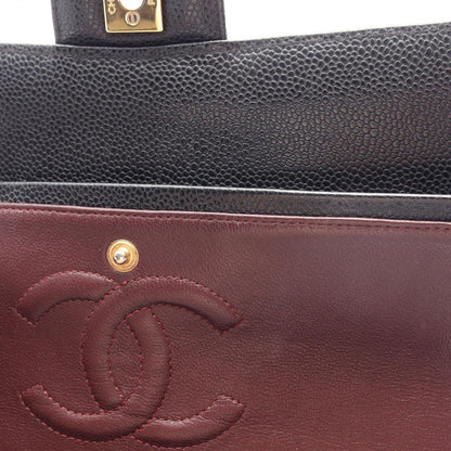Chanel Shoulder Bag Quilted Double Flap Black Caviar Leather Chain — view 7
