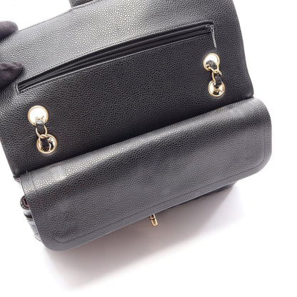 Chanel Shoulder Bag Quilted Double Flap Black Caviar Leather Chain — view 8