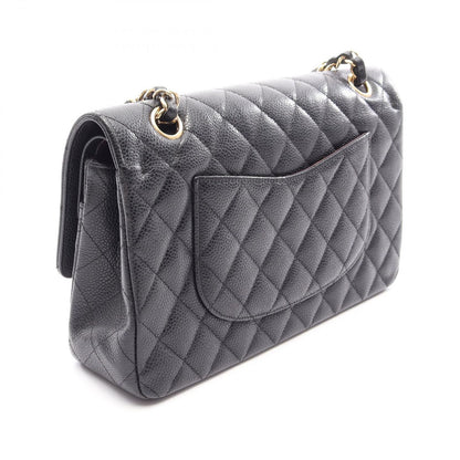 Chanel Shoulder Bag Quilted Double Flap Black Caviar Leather Chain — view 2