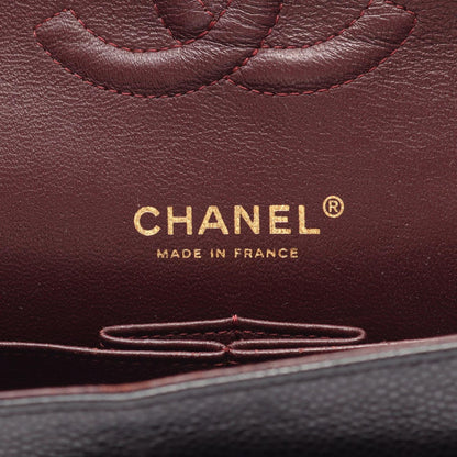 Chanel Shoulder Bag Quilted Double Flap Black Caviar Leather Chain — view 4