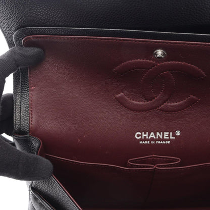 Chanel Shoulder Bag Quilted Double Flap Black Caviar Leather Chain — view 6