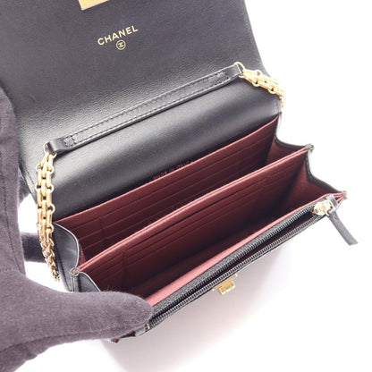 Chanel Shoulder Bag 2.55 Quilted Mini Black Calf Chain Wallet — view 3