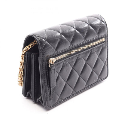 Chanel Shoulder Bag 2.55 Quilted Mini Black Calf Chain Wallet — view 2