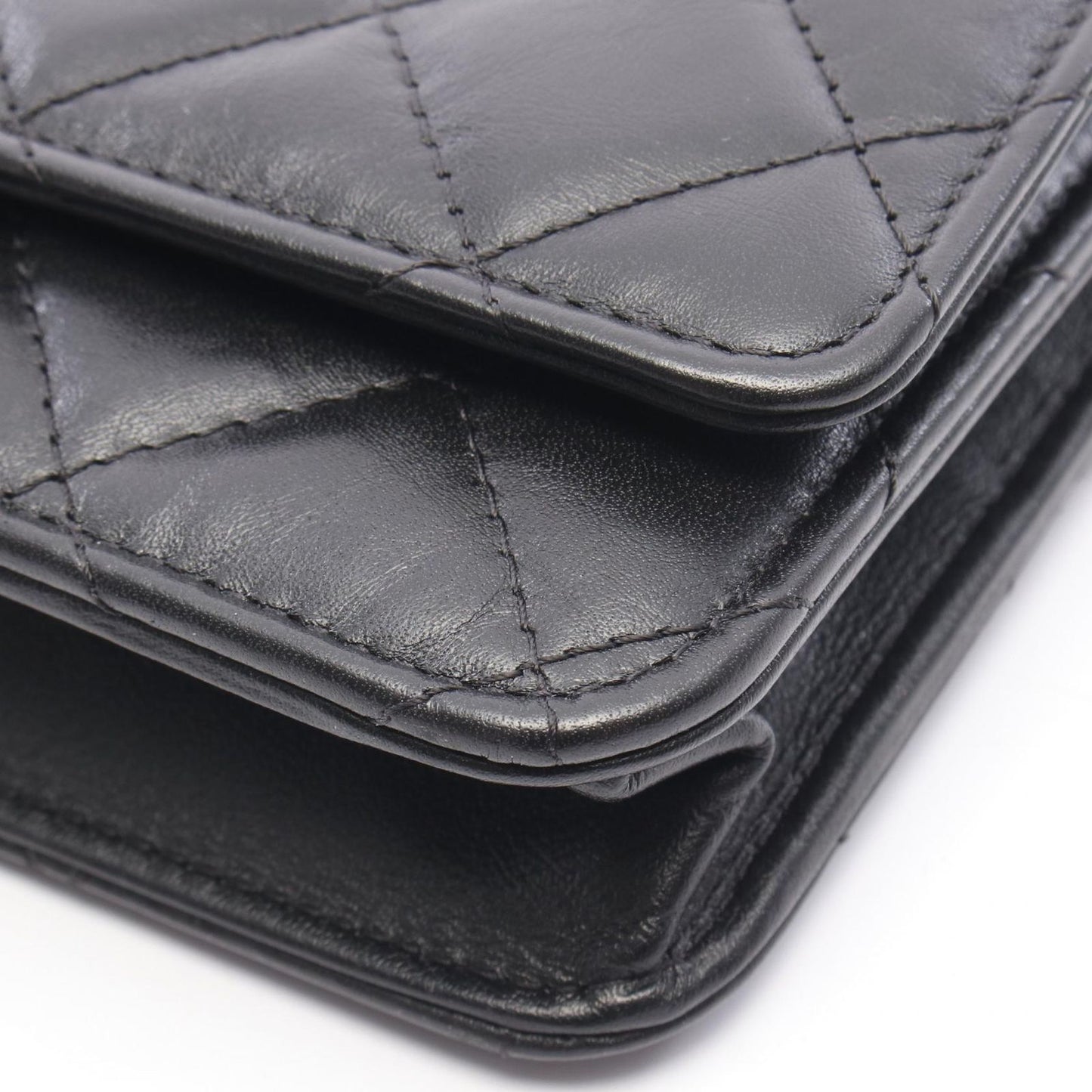 Chanel Shoulder Bag 2.55 Black Leather Quilted Chain Wallet — view 7